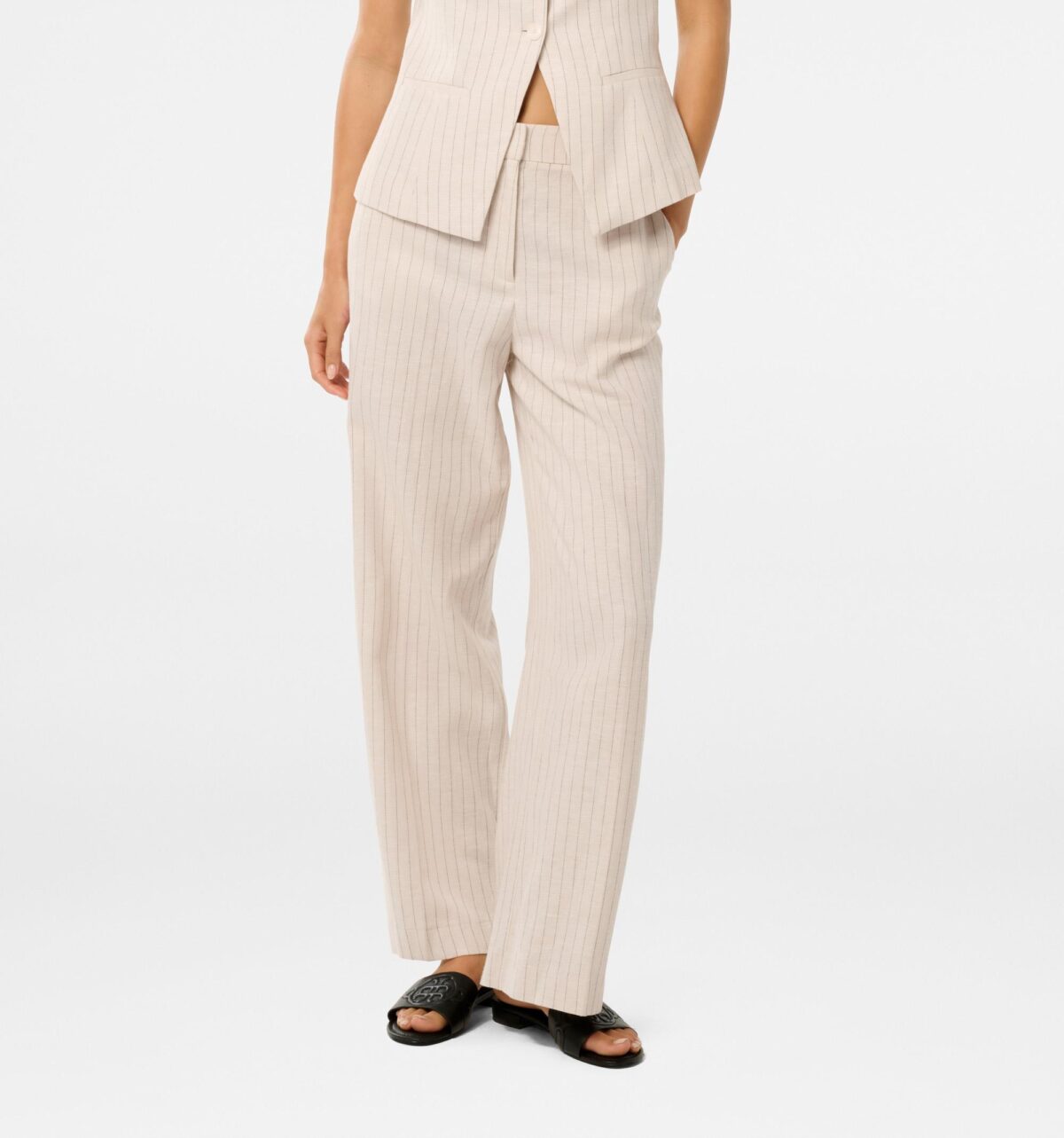 Blake Pinstripe Linen Wide Leg Pant
