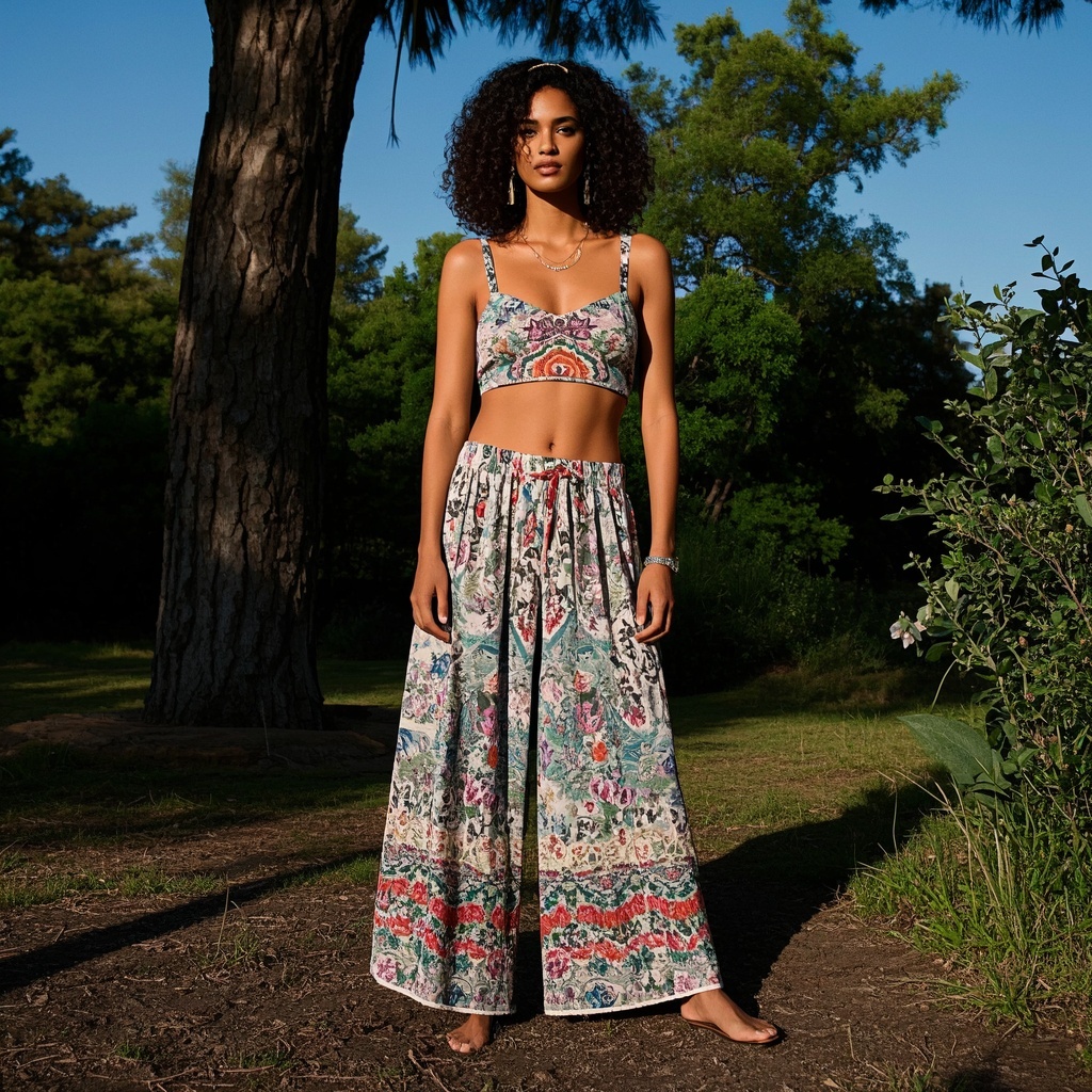 Boho Palazzo Set with Floral Print