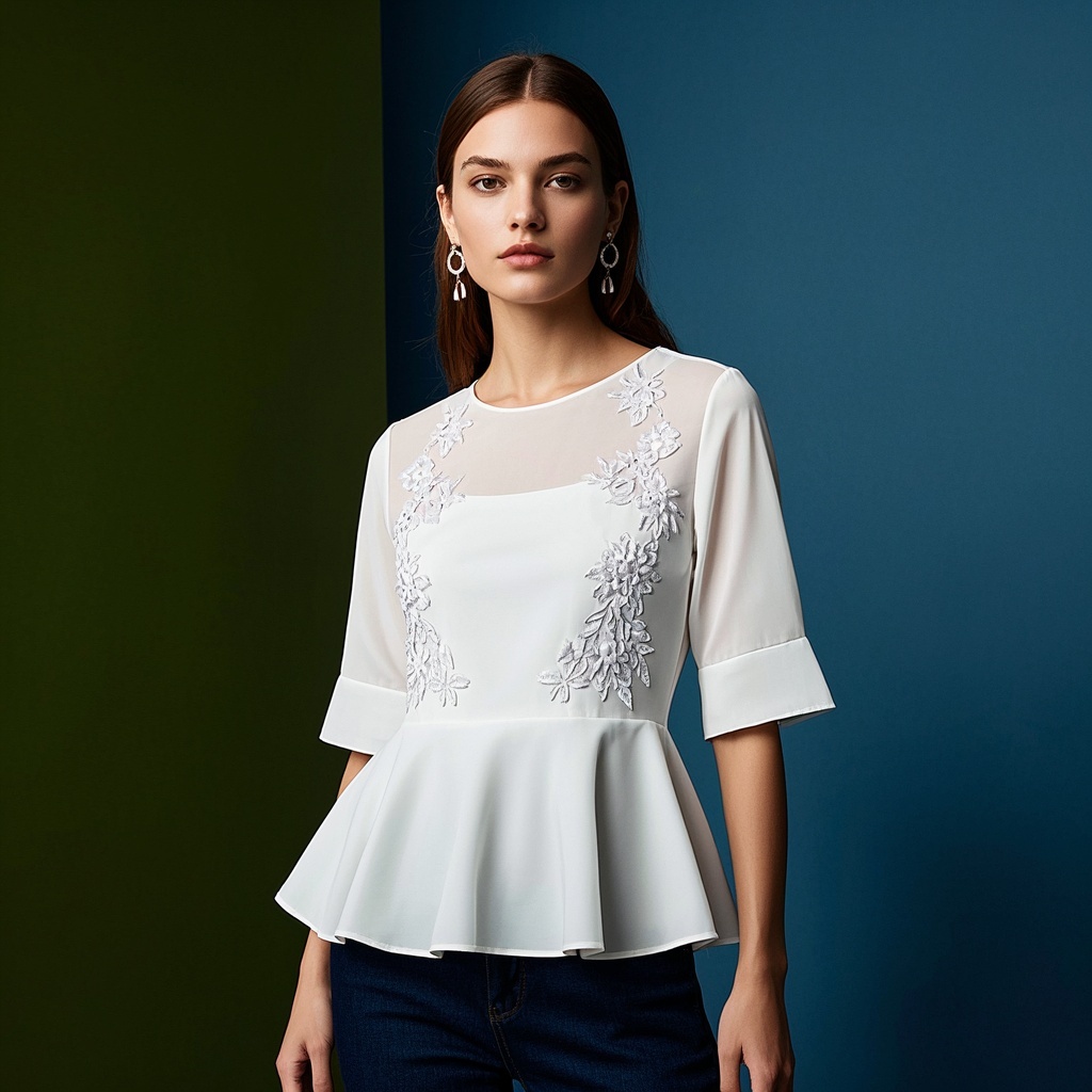 Chiffon Peplum Top with Thread Embroidery.jpg