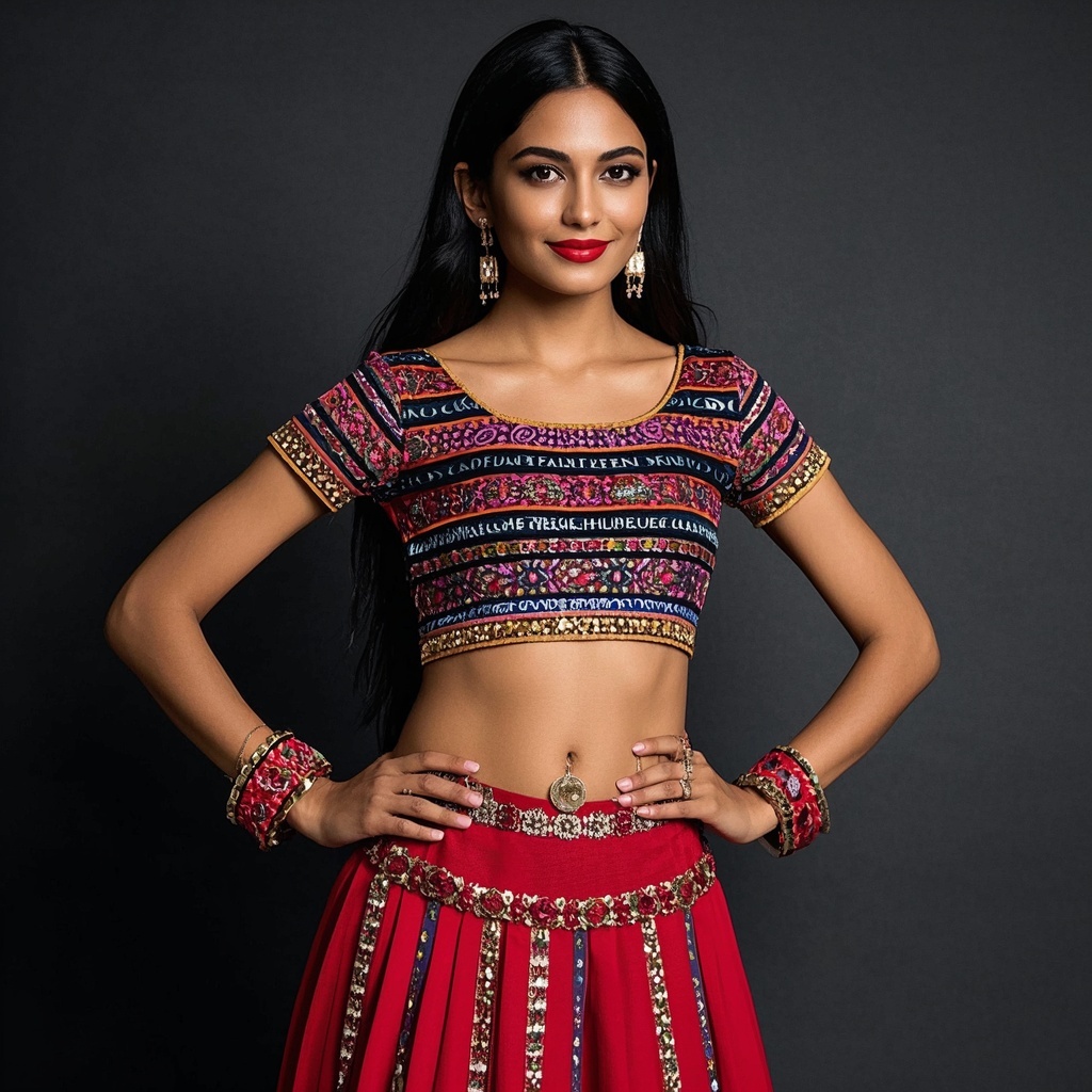 Colorful Crop Top with Skirt with Zari Work.jpg