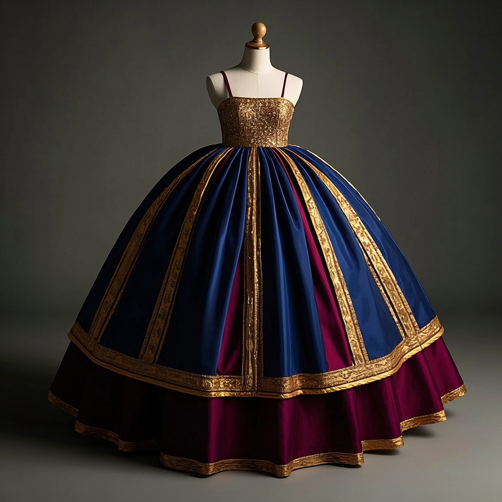 Colorful Fusion Gown with Gold Border.jpg