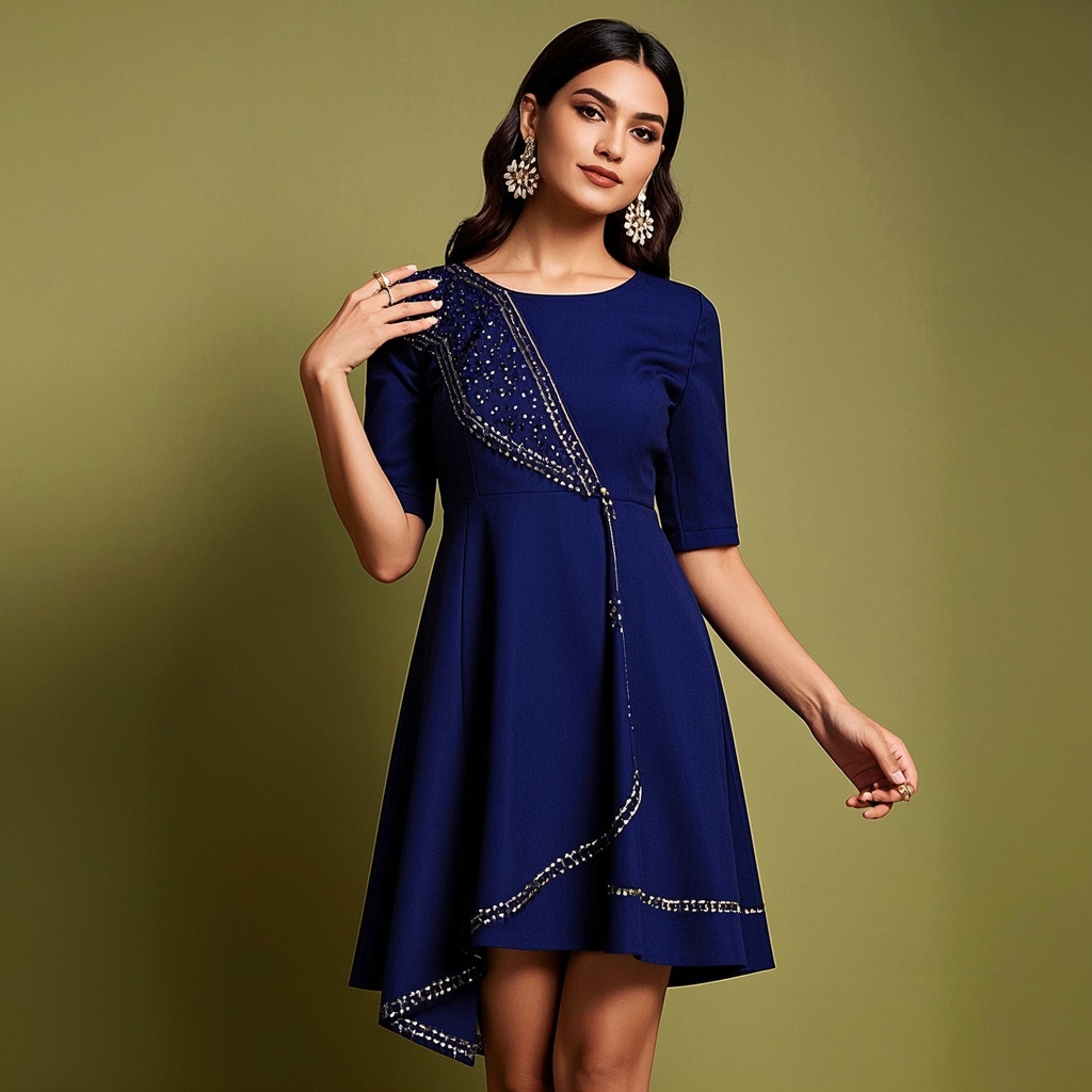 Elegant Asymmetric Dress with Zari Work.jpg
