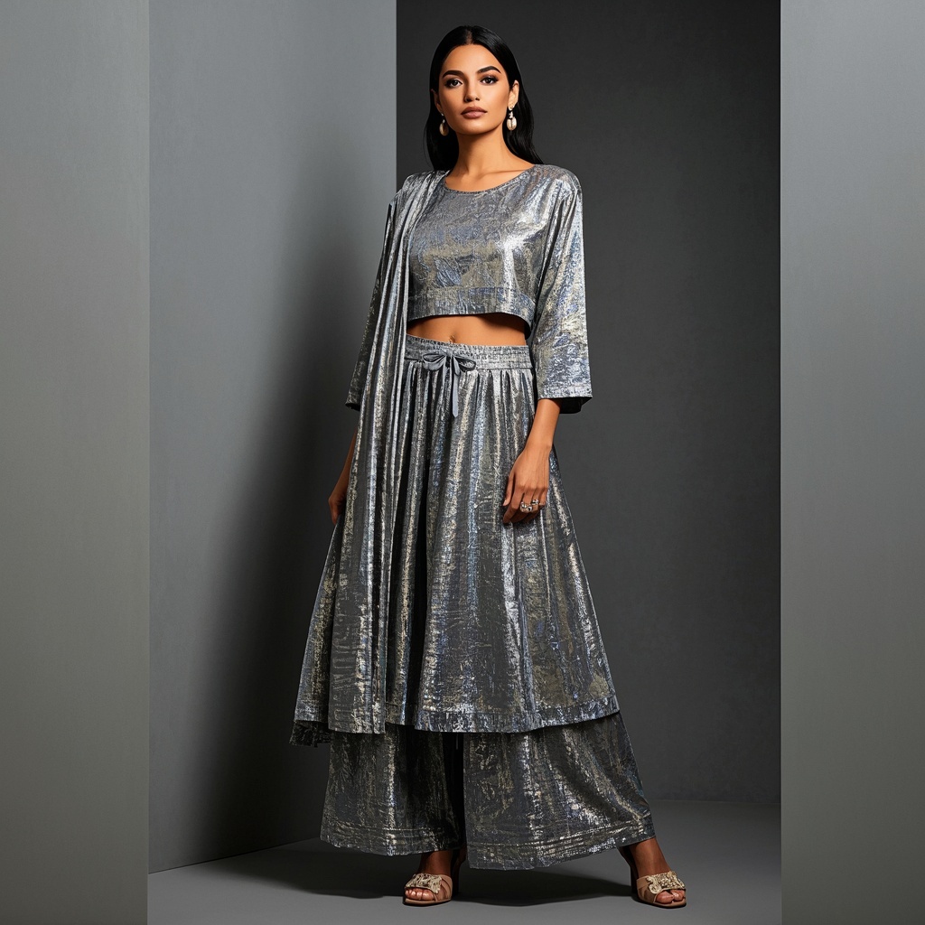 Elegant Palazzo Set with Foil Print