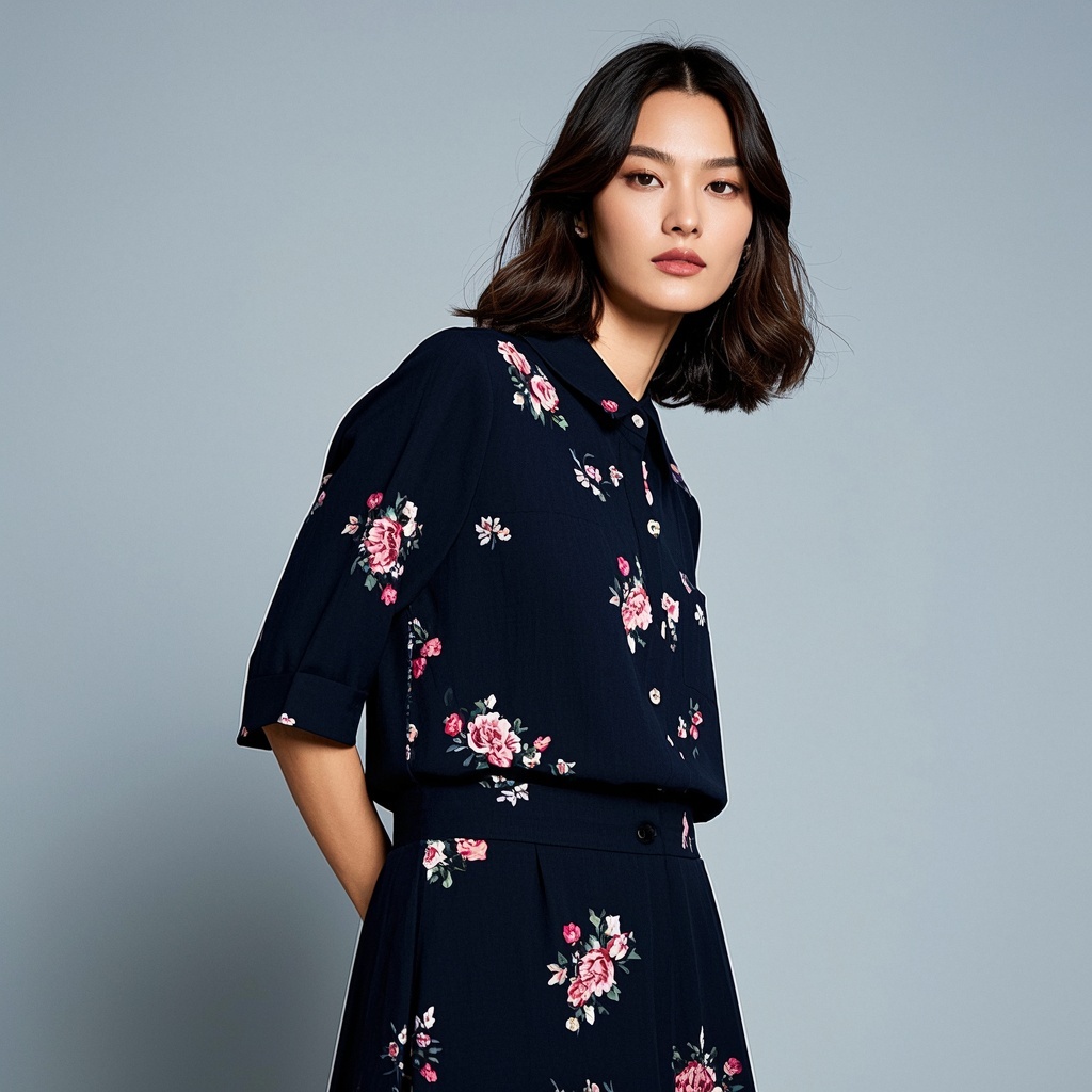 Elegant Skirt Set with Floral Print