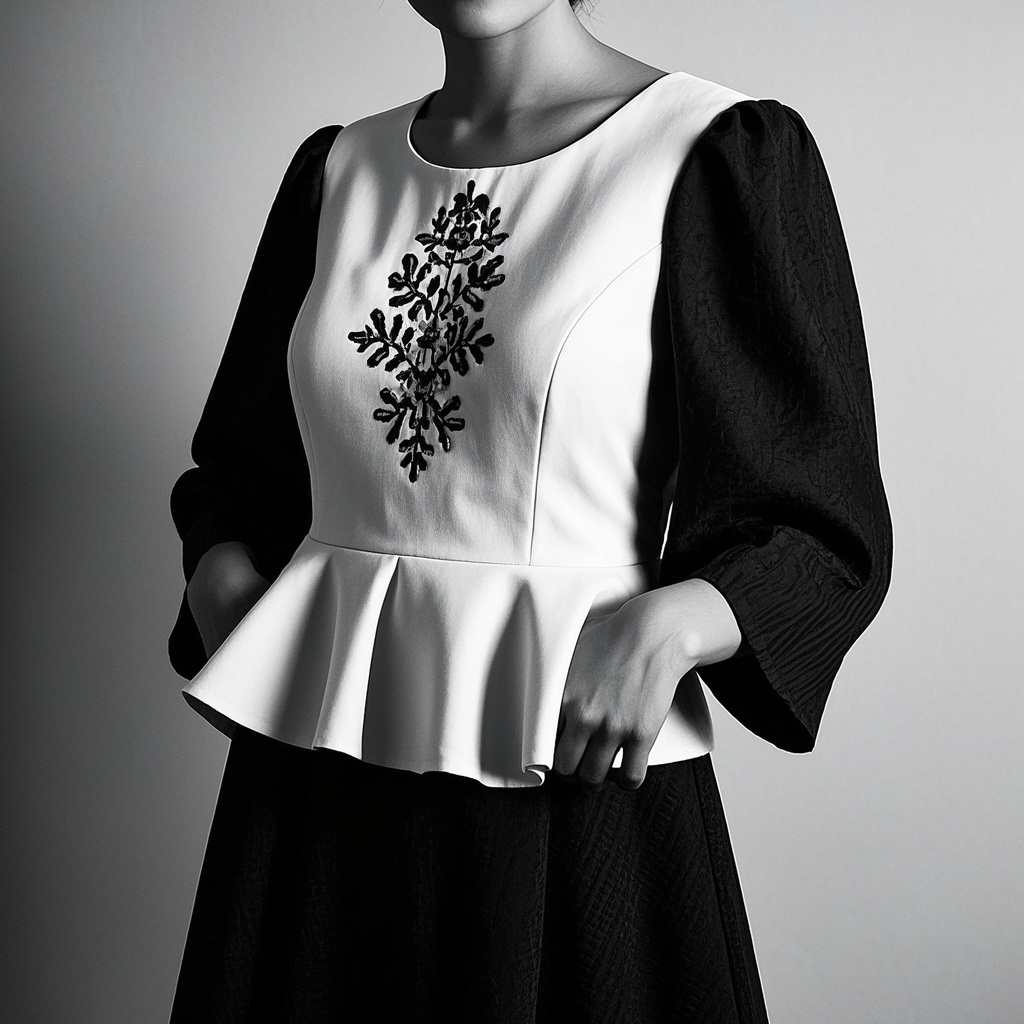 Embroidered Peplum Top with Thread Embroidery.jpg
