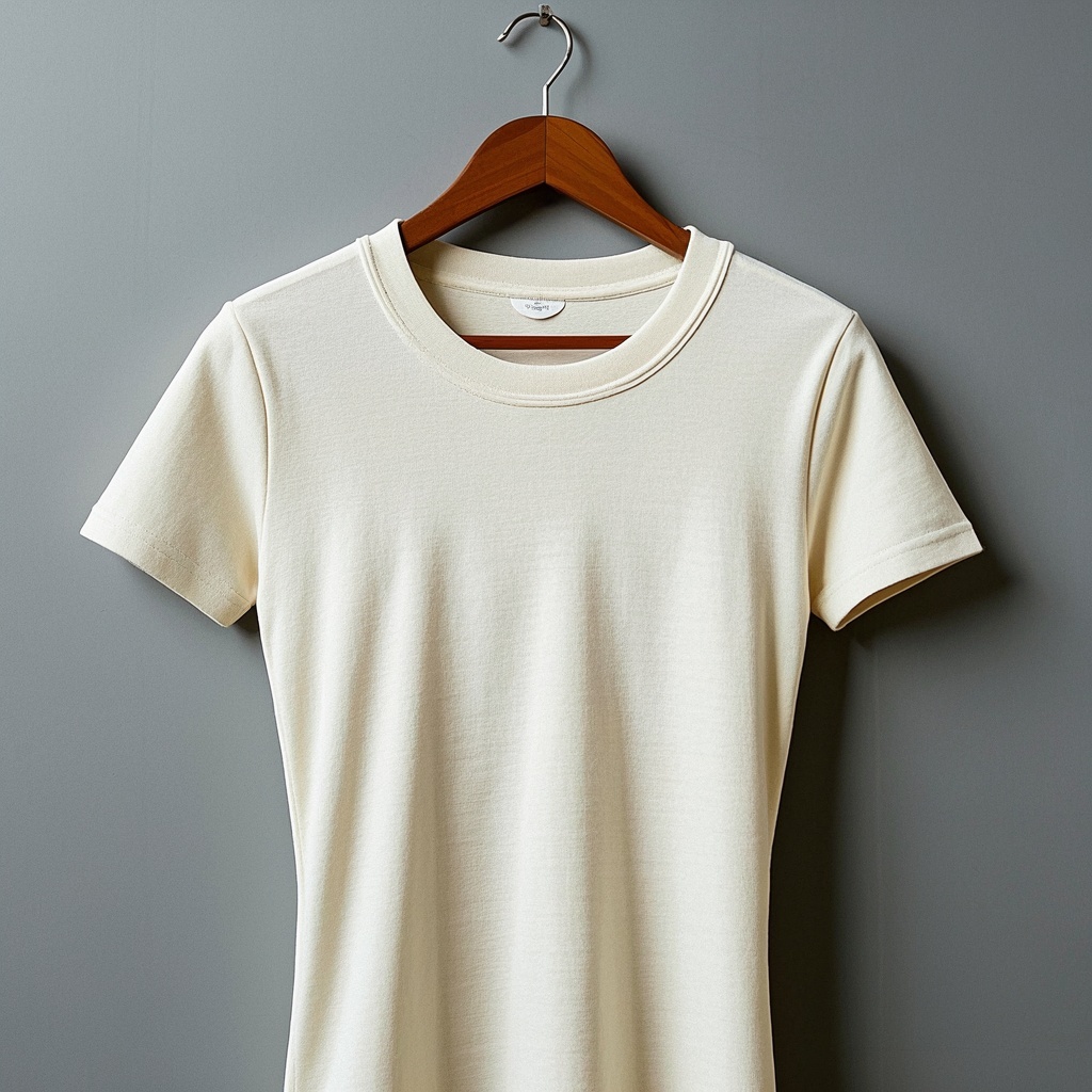 Female Cream Short sleeve solid