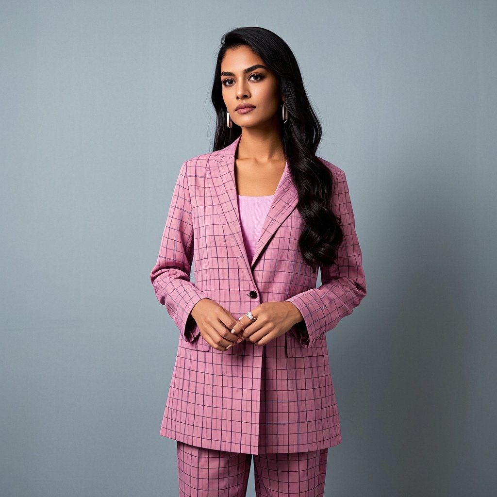 Female Pink Suit Plaid