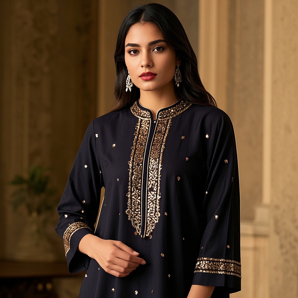 Festive Kurti with Foil Print