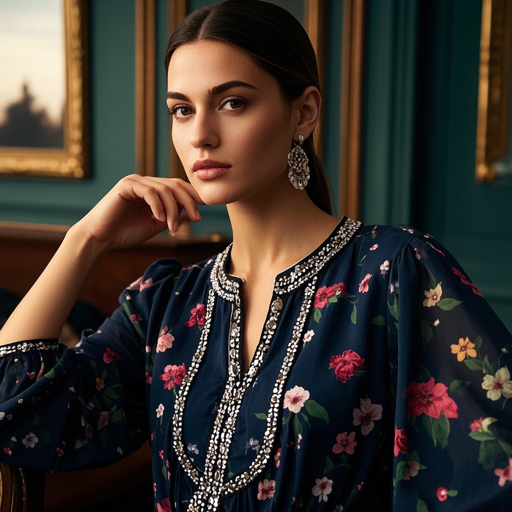 Floral Tunic Top with Mirror Embellishment.jpg