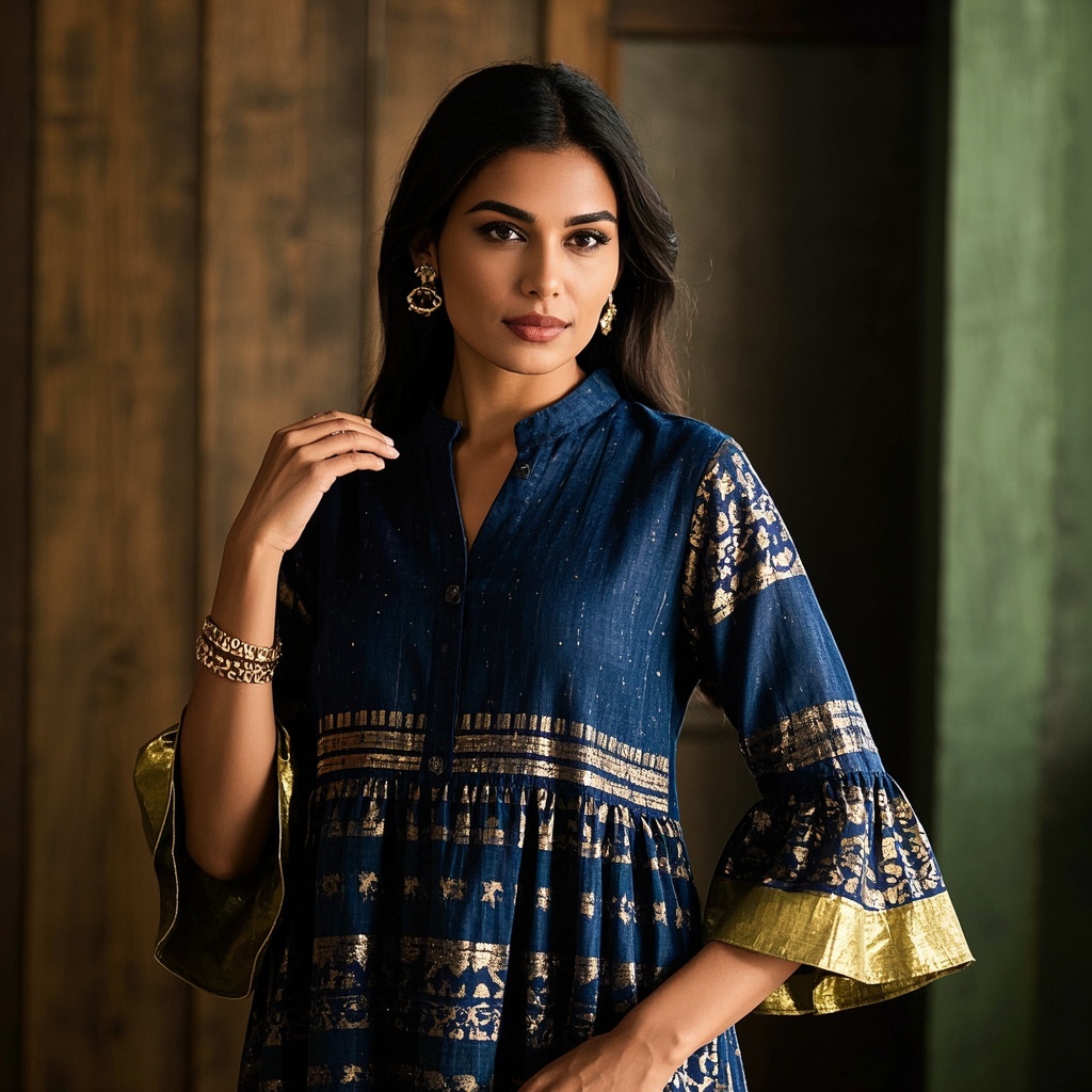 Handloom Layered Dress with Foil Print.jpg