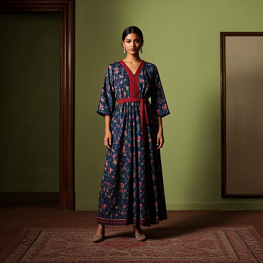 Handloom Maxi Dress with Floral Print.jpg
