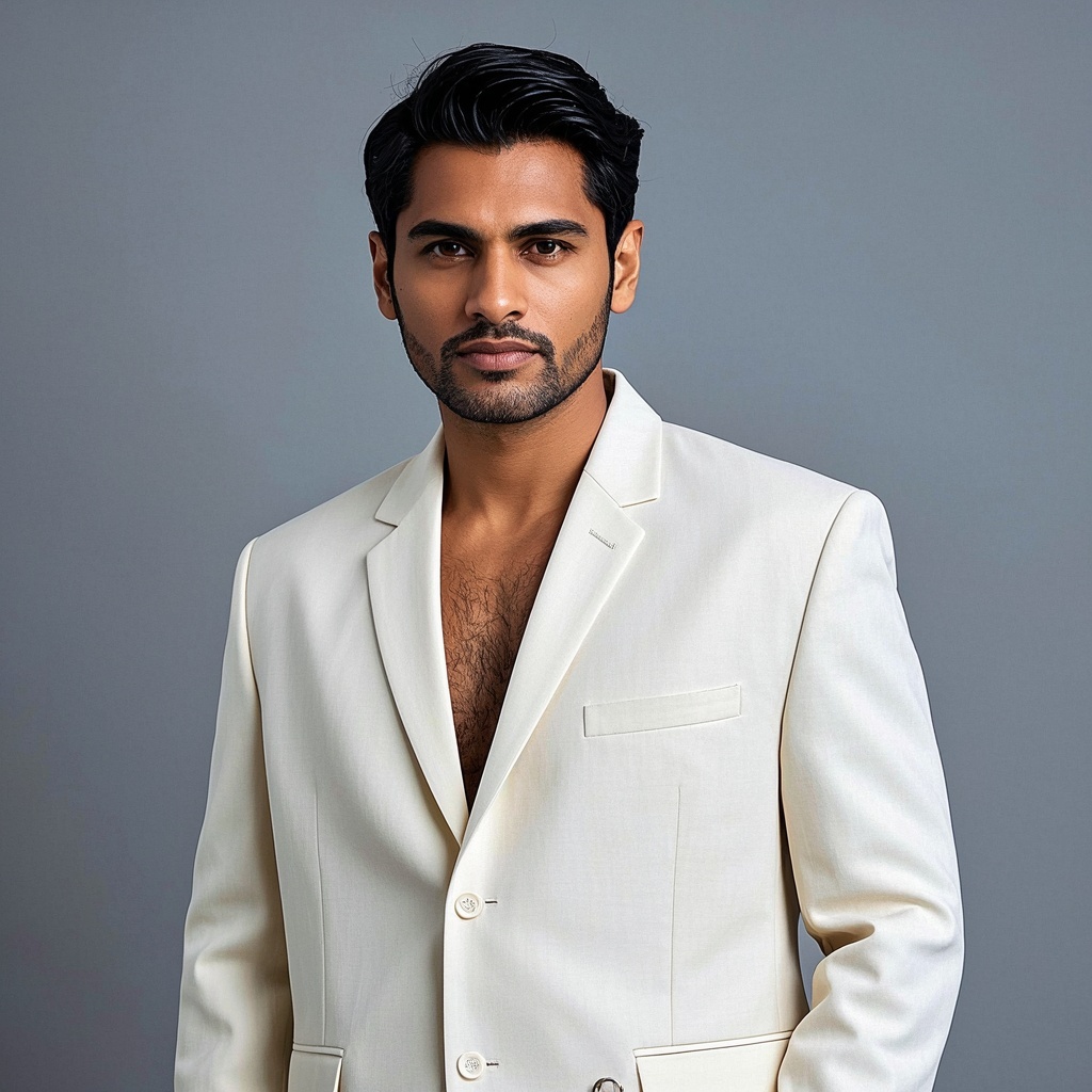Male Cream Suit solid