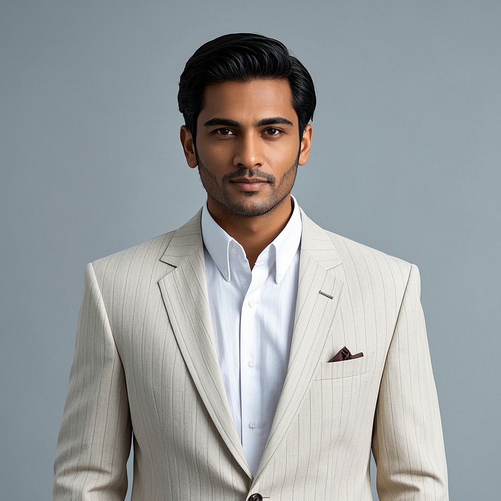 Male Cream Suit stripe