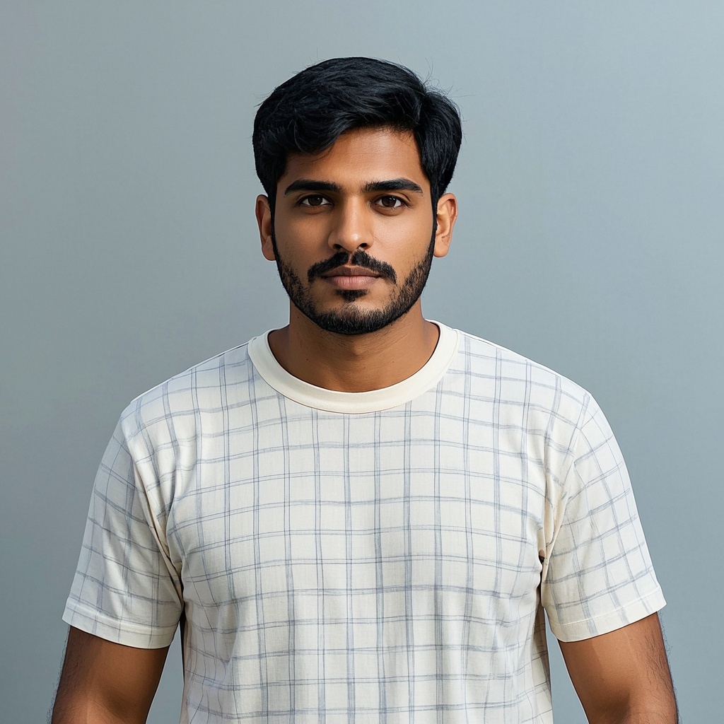 Male Cream T-shirt Plaid