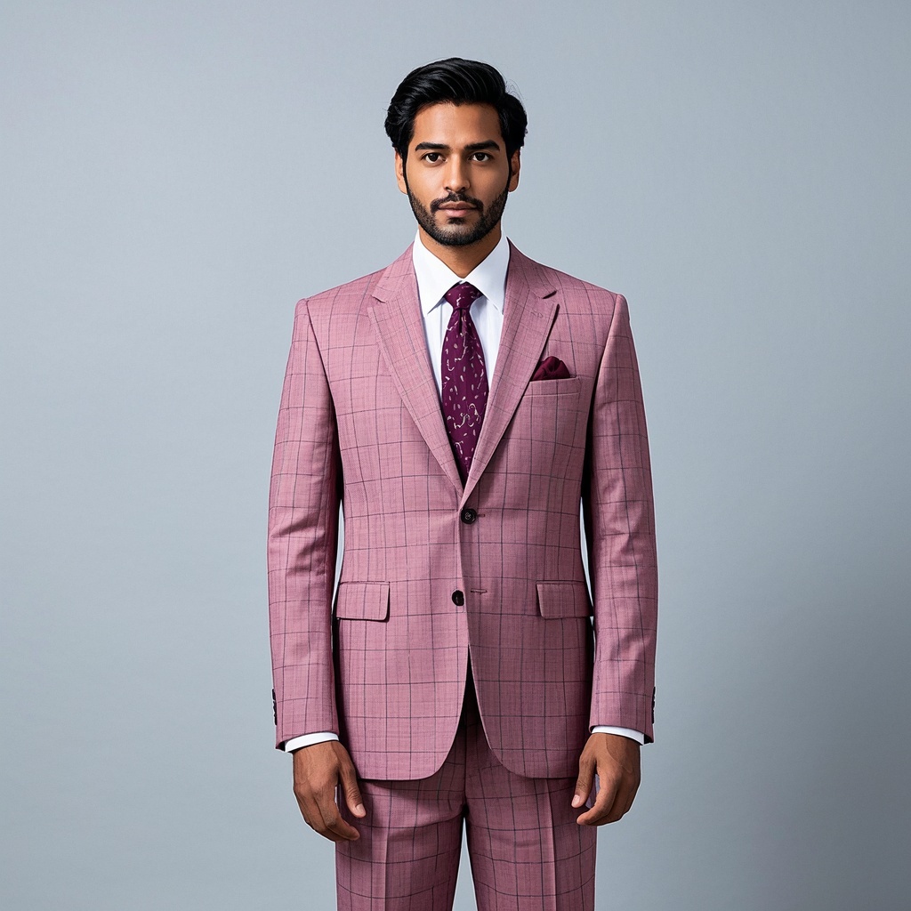 Male Pink Suit Plaid