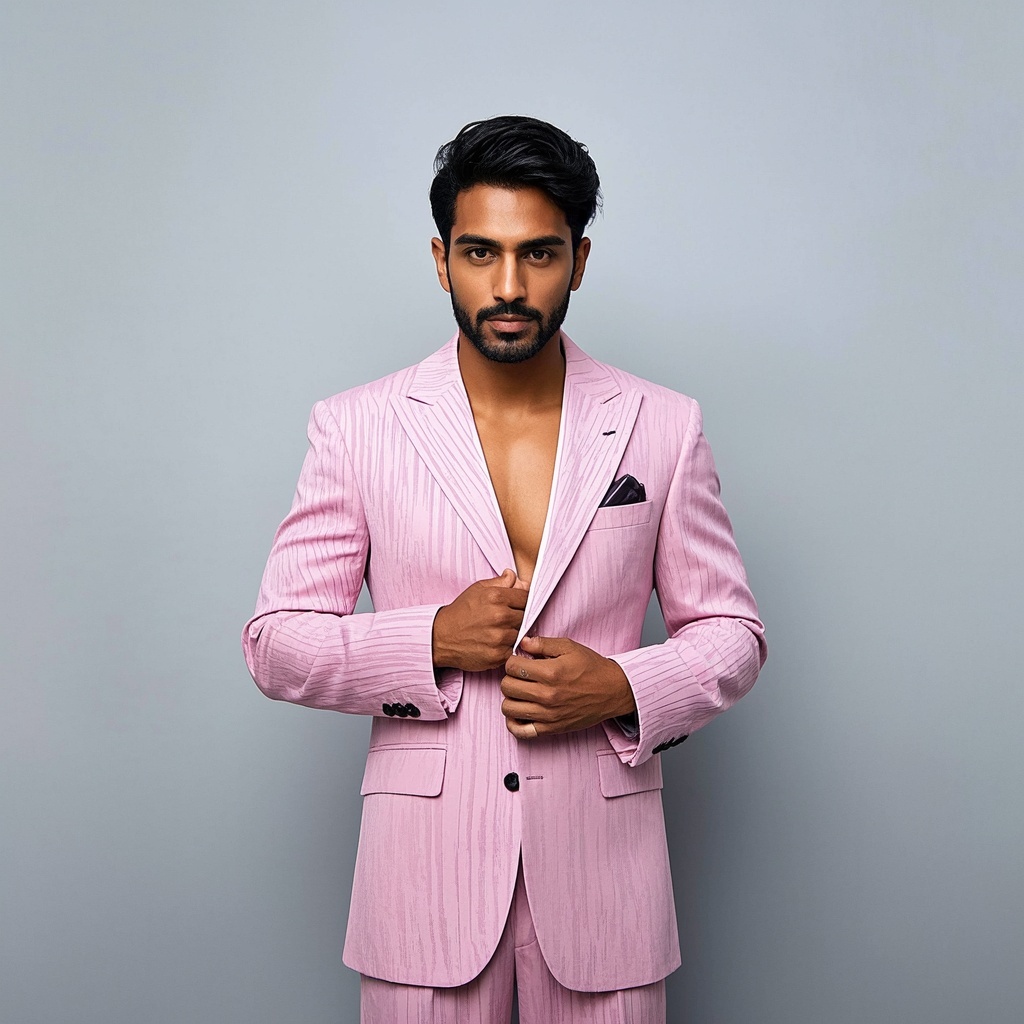 Male Pink Suit stripe