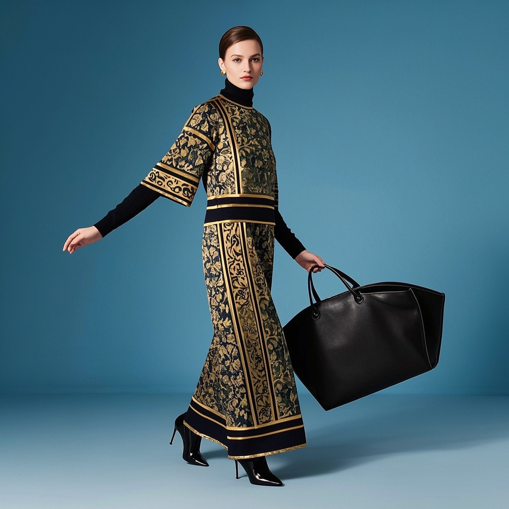Printed Layered Dress with Gold Border.jpg