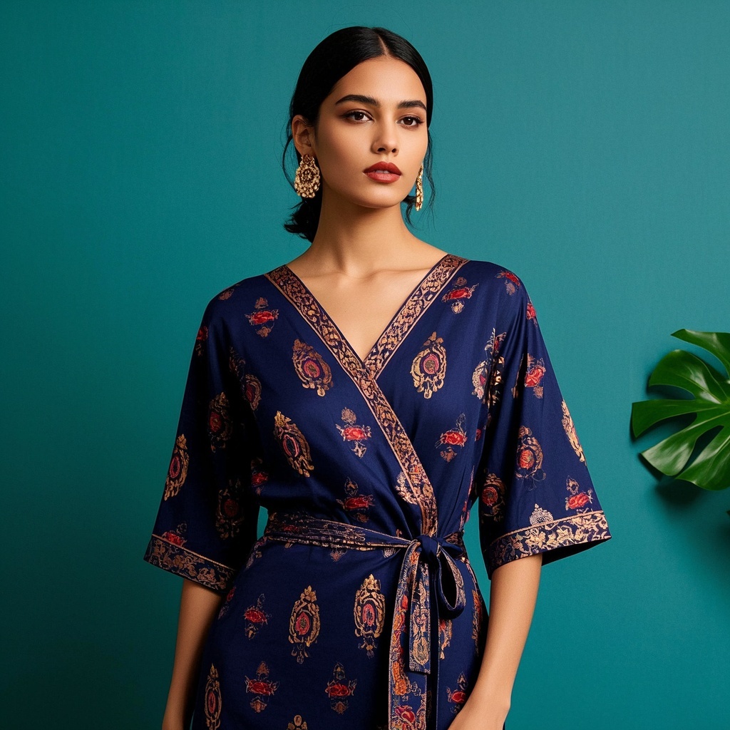Printed Wrap Dress with Zari Work.jpg