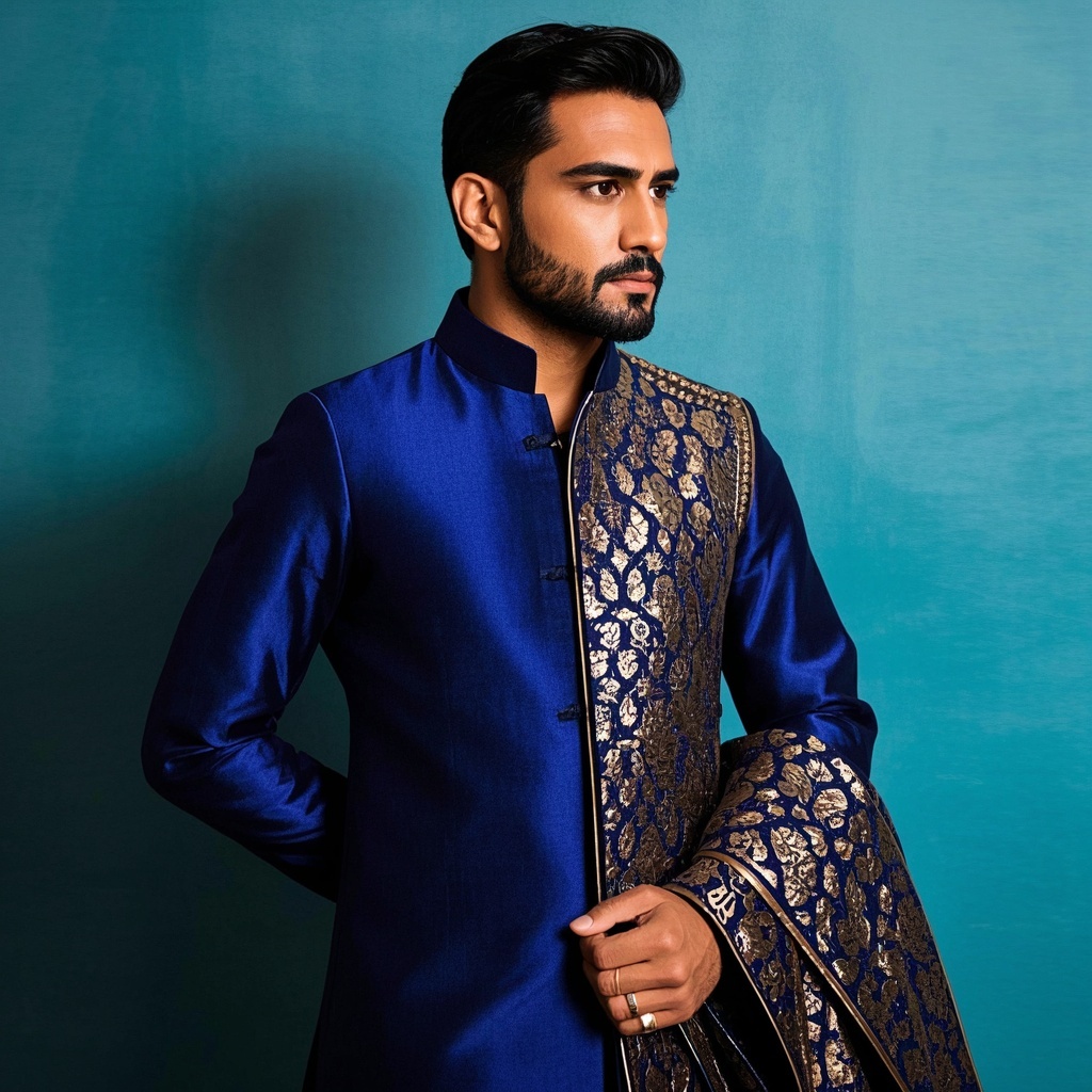 Textured Indo-Western Set with Foil Print.jpg