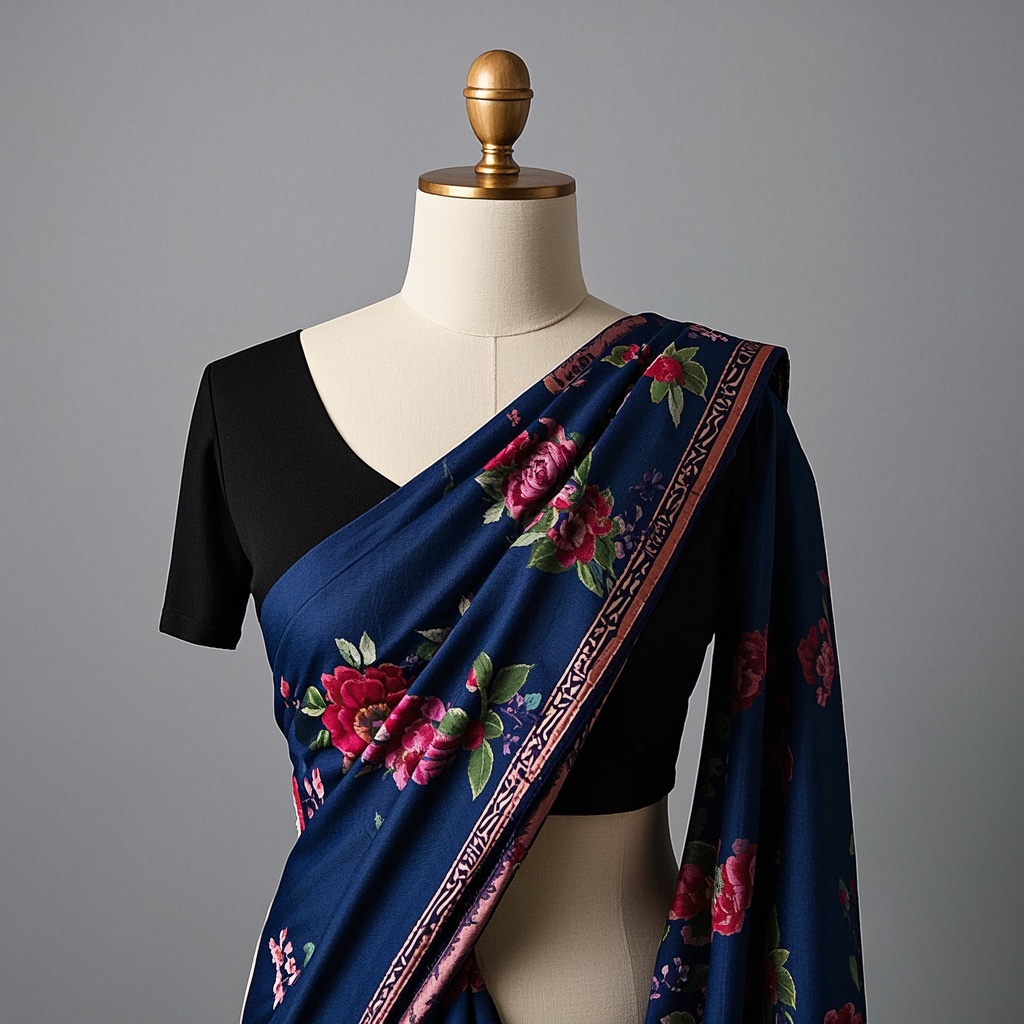 Textured Saree with Floral Print