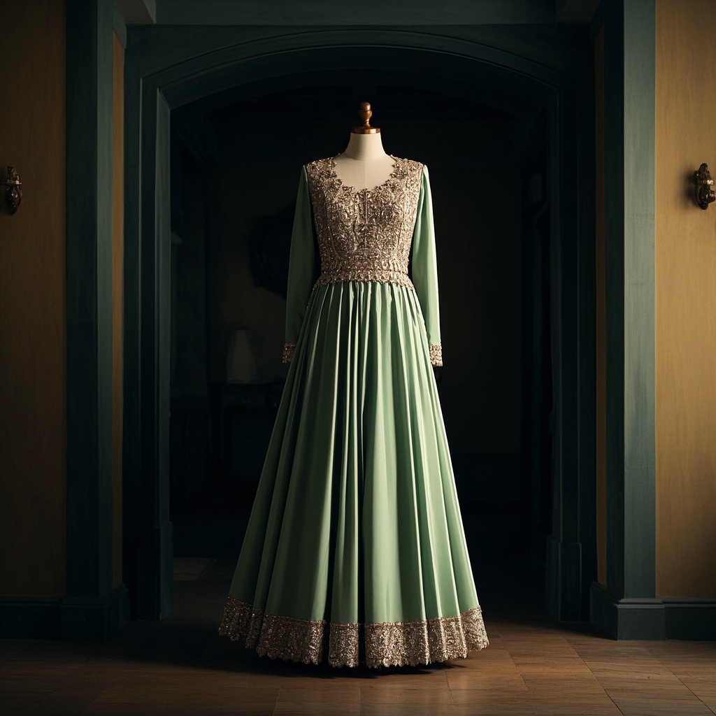 Traditional Fusion Gown with Mirror Embellishment.jpg