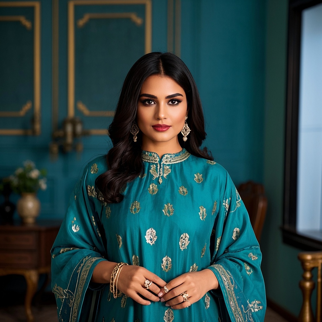Traditional Salwar Kameez with Foil Print