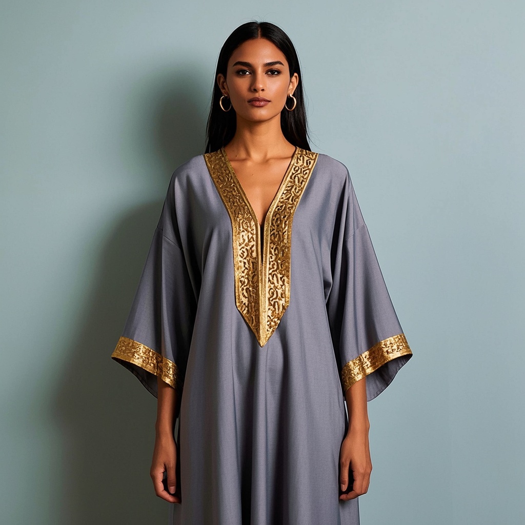 Vibrant Kaftan with Gold Border