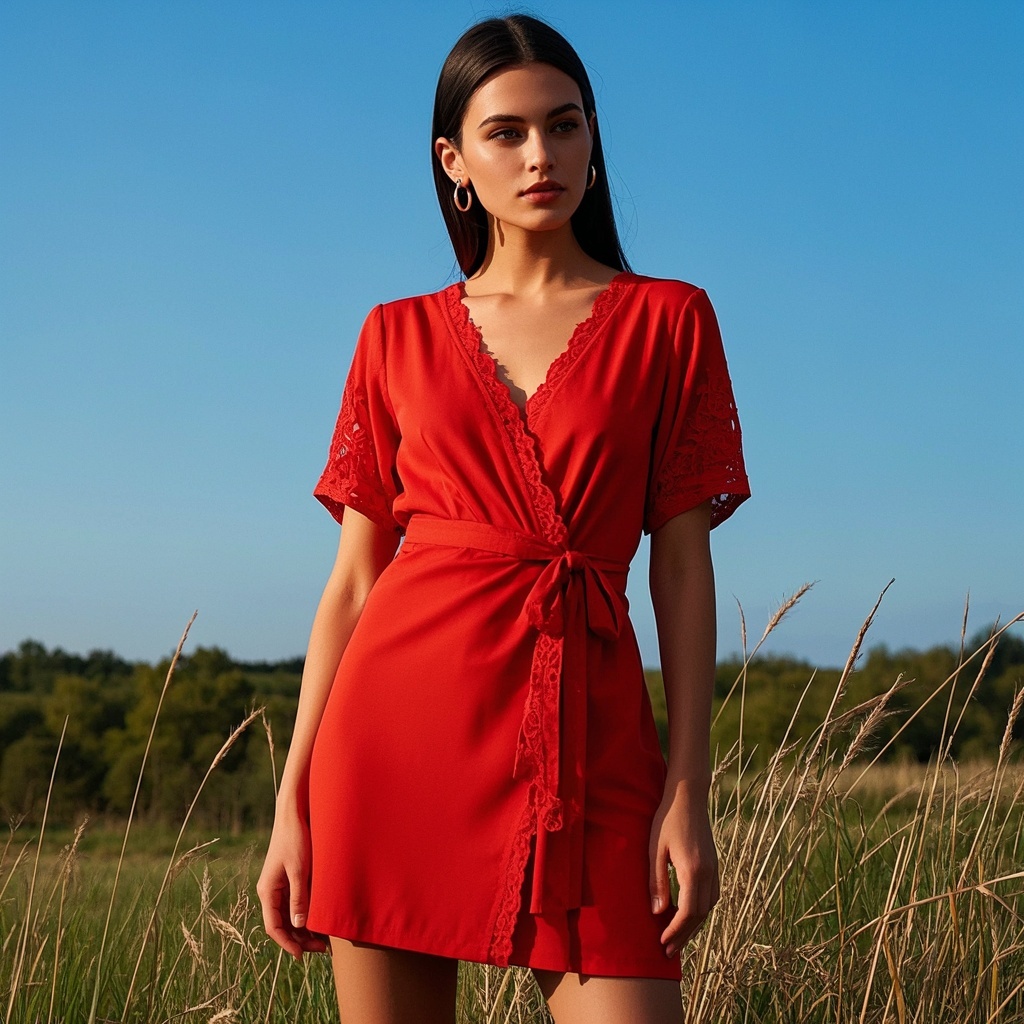 Vibrant Wrap Dress with Lace Detail.jpg